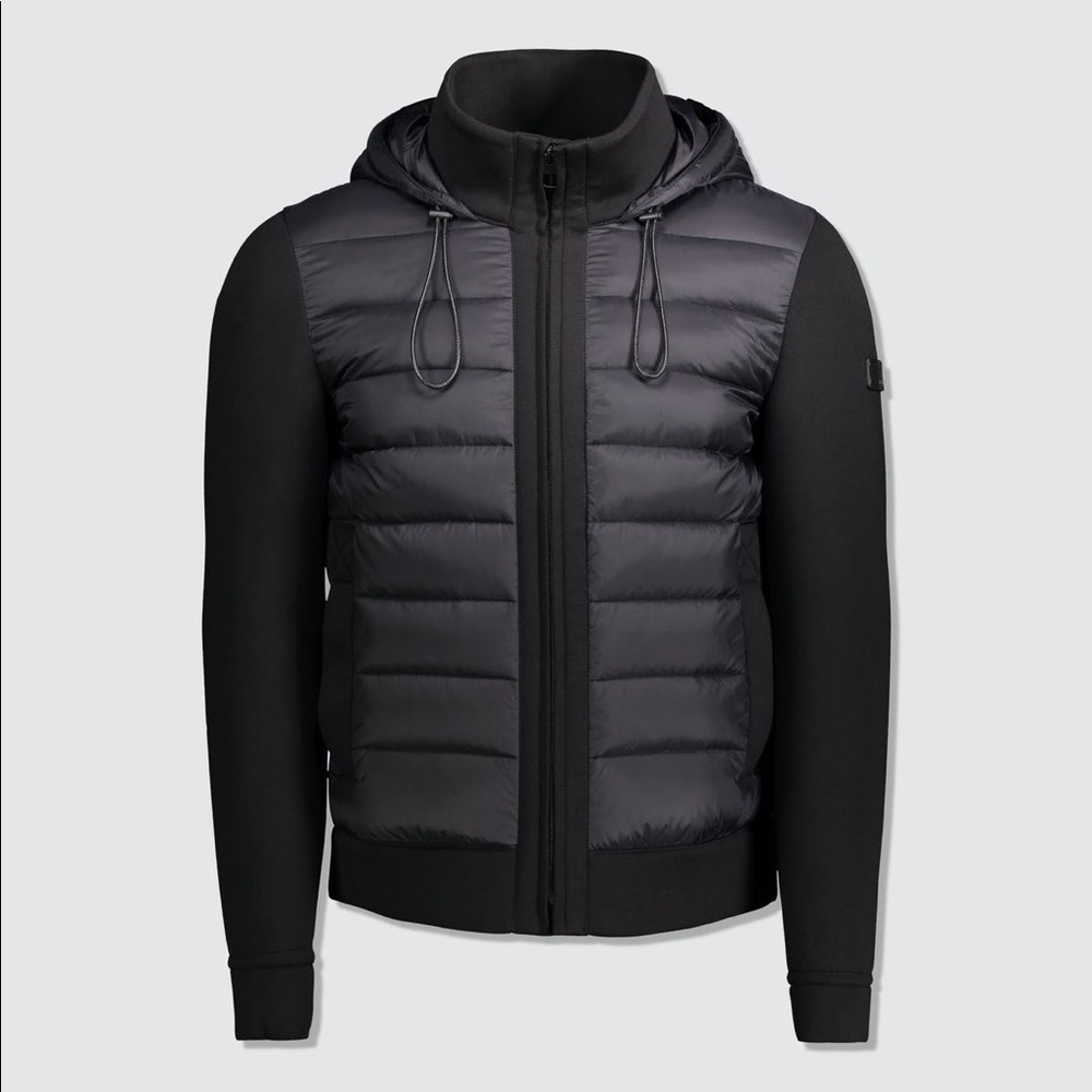 Black Hooded Puffer Hybrid Jacket - Brand